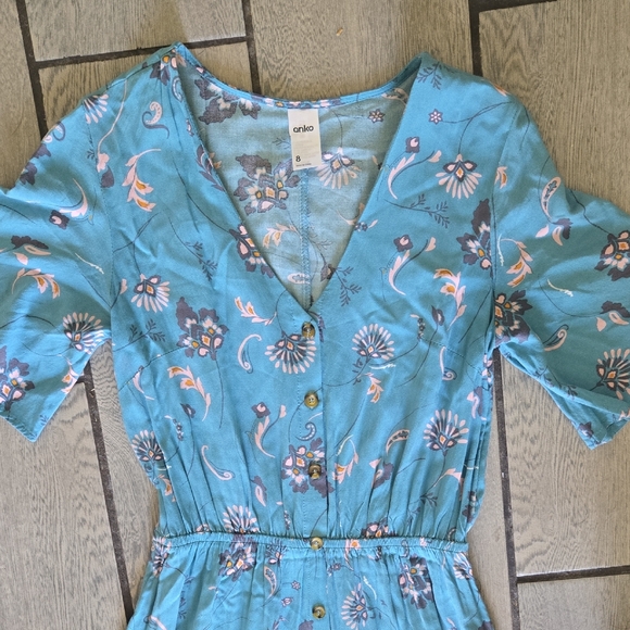 Chic Floral‎ Blue Maxi Dres-8 wd6 - Picture 3 of 7